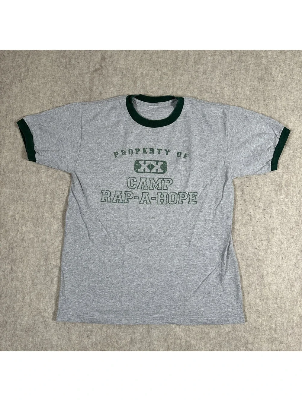 Vintage 90’s Camp Rap-A-Hope T-Shirt Medium? Ringer Gray Green